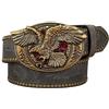 HCGX Cintura western for uomo e donna - Fibbia con uccello volante 3D cinturino in pelle PU goffrata borchie Regalo da cowboy motociclista, larghezza 1,5(Grey)