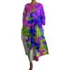 Cocila Abito Donna Elegante con Scollo a V e Scollo Tondo, Vestito Stampato a Maniche Lunghe Estivo Corto in Cotone per Matrimonio