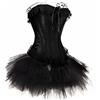 jutrisujo corsetto bustino corpetto con gonna abito tutu in pizzo guepiere elegante donna sexy Halloween Nero M