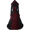 Generisch Abito gotico da donna vintage rinascimentale abito da festa medievale vittoriano costume di Halloween per cosplay sexy strega vampiro abito tradizionale con corsetto in pizzo e maniche a