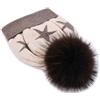 Brillabenny Cappello Cuffia con Stelle PON PON Pelliccia Donna Cashmere Cappellino Stella Star Imbottito Hat Fur Angora (Marrone)