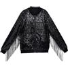 Celanisai Giacca da uomo con paillettes glitterate Full Zip brillante metallizzata giacca sportiva con nappe colorate lucide bomber vintage discoteca anni '70 Clubwear Shining Giacca per le mezze