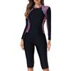Vuncio Costumi da Bagno Interi Donna con Pantaloncini Manica Lunga Modellante Taglie Forti Costume Intero Donna Contenitivo Morbidi Comode Sportivi Mare Piscina Spiaggia Monokini (Dark Blue, XL)