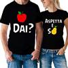 t-shirteria Coppia T-Shirt Divertente Me la dai? Aspetta e Spera! - Mela - Pera - Humor - Idea Regalo per Il Tuo Lui/la Tua lei