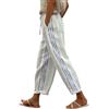 Generisch Wide Leg - Pantaloni estivi da donna in lino, sottili, per pantaloni estivi a quadri, con pantaloni botanici, per attività all'aria aperta, casual, design floreale, per donne con caratteristiche a