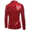 Foweknow Giacca da uomo con paillette, oro glitterato, slim fit, per matrimonio, smoking regolare, vestibilità moderna, blazer lucido da uomo, performance, costume da discoteca e danza, Colore: rosso,