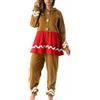 Generisch Costume di Natale da donna, simpatico pigiama, taglia unica, a maniche lunghe, con chiusura lampo, per cosplay, costume di Natale, Colore: rosso, XXL