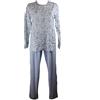 Linclalor Pigiama Donna Aperto in Maglina di Cotone Taglie Forti e calibrate (Bianco-Azzurro, 58)