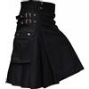Sawhamale Kilt scozzese retrò da uomo con motivo scozzese deluxe, design gotico per uso esterno, gonna in poliestere nero disponibile nelle taglie da M a 4XL (L nero)