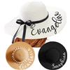 YINYIFANS Cappello da sole da donna, con nome personalizzato, cappello di paglia pieghevole, protezione UV 50+, cappello fatto a mano, regalo per luna di miele/vacanza, Cappello da spiaggia,