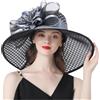 BIKETAFUWY Cappello da Cerimonia per Donna Anti UV in Organza, Cappello da Sole Estivo Elegante e Chic, Bob a Tesa Larga, Capeline per Cerimonia, Cocktail, Tea Party, Casquettes, Berretti e Cappelli