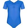 Assoluta Body da ginnastica a maniche corte da bambina, colore blu, 158