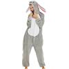 Foweknow Tuta da donna con animale, cosplay, coniglio, onesia, pigiama, costume per cosplay, per donne e uomini, abbigliamento loungewear Carnevale, pigiama intero, GrigioScuro , M