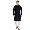 DIVISIVE Pigiama da uomo in misto cotone ricamato con paillettes Slim Fit Kurta, nero, L