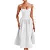 Generisch 2025 abito corsetto donna spalline bustier abito midi corsetto fluente orlo pieghettato spugna abito da spiaggia donna, Blu, L