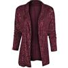 Duohropke Cardigan da donna con paillette, a maniche lunghe, con brillantini, per feste e club, Colore: rosso, XL