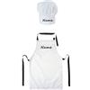 Ferocity Set Cappello da cuoco e grembiule regolabile Per i bambini con il tuo nome accessori da cucina con il testo desiderato Bianco [099]