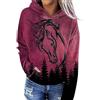 Generic Felpa con Cappuccio da Donna a Maniche Lunghe con Cavallo e Stampata Felpe Donna con Zip Primaverili Felpa Felpata Zip (Green, L)