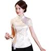 Eesuei Top Donna Cinese Tradizionale Raso Camicetta Estate Camicia, Drago Rosso Vino, M