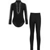 ranrann Camicia da Ballo Ragazzo Body Danza Classica con Strass e Leggings Completo da Ballo Latino Tuta da Ginnastica Leotard Pattinaggio Artistico Dancewear Nero 9-10 anni