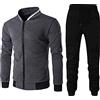 HEONSATI Tute Uomo Zip Up Tuta Invernale Completo Cotone da Uomo Felpa Senza Cappuccio e Pantaloni Tuta Jogging Complete Maniche Lunghe Set Tracksuit Completi Sportiva Palestra Streetwear Autunno Inverno
