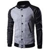MISSMAO Uomo College Baseball Jacket Giubbotto Felpa PU Cuciture in Pelle Grigio Chiaro M
