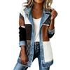 Generisch Jeans Giacche da donna Patchwork Knit Blazer Jeans Grandi Taglie Top Jeans Top Su Misura Stretch Trucker Giacca Vintage Classic Casual, #05 mattone rosso, L