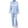 Alaurbeauty Set pigiama da donna, in raso, a maniche lunghe, set da 2 pezzi, biancheria da notte con bottoni e piume, abbigliamento loungewear PJs, Mare blu, S