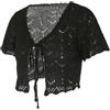 Generic Cardigan Corto da Donna in Uncinetto Floreale con Allacciatura sul Davanti, in Cotone, A Maniche Corte, Stile Boho, in Pizzo, vestibilità Regolare, Casual, Tunica, Nero, Taglia L