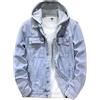 Generic Giacca bomber casual in denim lavato vintage da uomo, vestibilità slim, blu chiaro, taglia 4XL