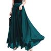 ORANDESIGNE Gonna Lunga Elegante Donna Curvy Cerimonia Gonne in Tulle Trasparente Chiffon Gonna Elasticizzata a Pieghe A-Linea Boho Maxi Skirt Nero XL