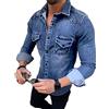 Each women Camicia di Jeans A Maniche Lunghe da Uomo Slim Fit Camicia Casual con Bottoni A Pressione Taschino con Risvolto