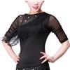 YAOTT Donna Eleganti Top da Ballo Latino con Frange e Nappe Paillettes e Glitter Brillantinato Top Moderni Magliette Tuniche T-Shirt per Samba Nero