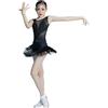 OZLCUA 1 vestito estivo da ballo latino nero for ragazza, tinta unita, Cha Tango Dance(150cm 33-40kg)