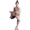 Omfpafeu Abito da Ballo Latino per Ragazze con Stampa Leopardata Estivo Professionale Senza Maniche Costume da Ballo Jazz Samba Rumba Tango,Leopardo,150