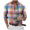 kewing Camicia a Maniche Lunghe da Uomo Camicia Aderente con Stampa Grafica Scozzese alla Moda Camicia a Maniche Lunghe con Bottoni