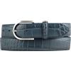 BELTINGER Cintura da donna con coccodrillo in rilievo 3,5 cm | cintura in pelle da donna 35mm effetto coccodrillo | motivo coccodrillo con fibbia rotonda | blu denim 85cm