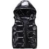 Bocabuety Gilet Uomo Senza Maniche Giubbotto Smanicato con Cappuccio Uomo Casual Leggero Effetto Lucido, Gilet Invernale (Nero, L)