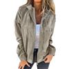 Onsoyours Donna Giacca Velluto A Coste Autunno Invernali Manica Lunga Camicia Giacche Elegante Classica Cappotto Con Tasca con Cappuccio Con Zip A Cachi XL