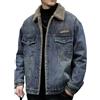 Generic Giacca da uomo in denim foderata in pile Sherpa, calda, da cowboy, stile trucker, jeans, per l'inverno, 4XL