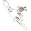 GUESS Portachiavi di Lusso in Metallo, Argento con Orsetto Decorativo e Charm, 6,4 x 12,6 x 0,5 cm, con Anello e Gancio
