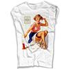 3styler T-Shirt Donna Bianca Pin Up fuochi d'artificio - Fireworks - Linea Amazink - Cotone Fiammato (Slub) 150 gr/mq (M, Bianco)