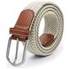 UltraKey Cintura elastica intrecciata, unisex, in tessuto intrecciato, stile casual, con fibbia in metallo, Beige V2, Adjustable