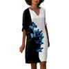 Generic 2024 Casual T-Shirt Abiti per le Donne Scollo a V Manica Corta Primavera Vacanza Sundresses Trendy Retro Tshirt Vintage Estate Insegnante Vestiti Spiaggia Grafica T Shirt Outfits, Blu, L