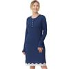 BISBIGLI Camicia da notte in fresco modal con inserto in pizzo art. 03607-46, Blu