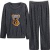 Generisch Pigiama da donna, tinta unita, orsacchiotto, jacquard, in flanella, caldo, invernale, spesso, abbigliamento per la casa, grigio scuro, Taglia unica