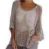 Generic ZBDZSW - Maglia da donna alla moda, motivo a stella, traforata, a rete, da spiaggia, copricostume, a cinque stelle, girocollo, all'uncinetto, 05, M