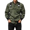 Generic Giacche Per Gli Uomini Button Down Bomber Militare Cargo Jacket Con Tasca Inverno Autunno Stand Collar Cappotto A Maniche Lunghe 2025, Giacche Verdi Uomo, XL