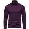 Generic Top con collo a lupetto per gli uomini maglioni a collo alto pullover casual tinta unita camicie a maniche lunghe slim fit camicetta maglietta intima, Viola Mock Neck Top Per Uomo, M