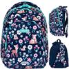 ASTRA Zaino Scuola Bambina Zaino Tre Scomparti Borsa Scuola Animali Colori Blu e Rosa AB300 Baby Deer, Blu, BASIC